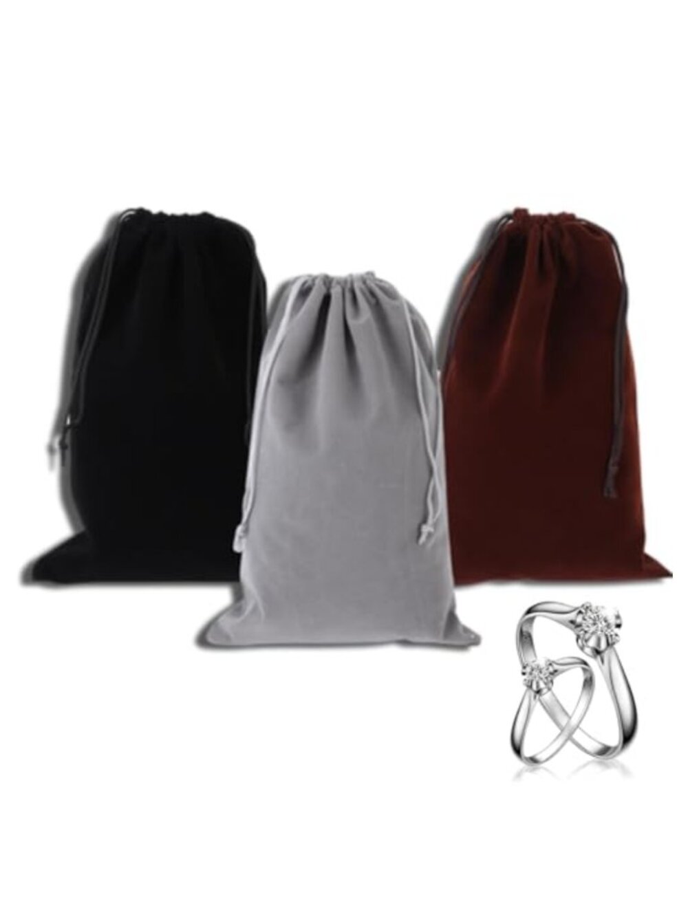 3 PCS Velvet Drawstring Bags 7.9x11.8in Reusable Jewelry Pouches Party Favors